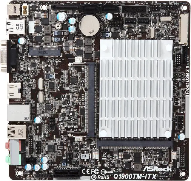 Alt view image 3 of 5 - ASRock Q1900TM-ITX Intel Quad-Core Processor J1900 (2 GHz) Thin Mini-ITX Motherboard / CPU / VGA Combo