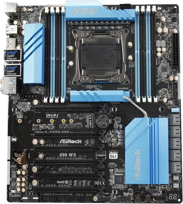 Alt view image 3 of 5 - ASRock X99 WS LGA 2011-v3 Intel X99 USB 3.0 Extended ATX Intel Motherboard