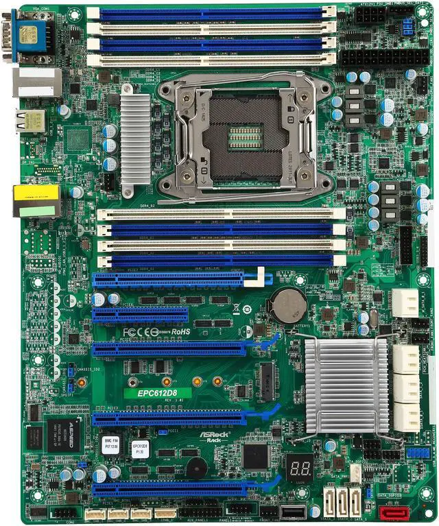 Alt view image 4 of 5 - ASRock Rack EPC612D8 ATX Server Motherboard LGA 2011 R3 Intel C612