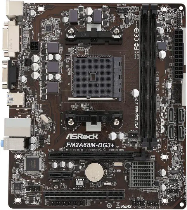 Alt view image 5 of 8 - ASRock FM2A68M-DG3+ FM2+ / FM2 AMD A68H FCH (Bolton D2H) USB 3.0 Micro ATX AMD Motherboard