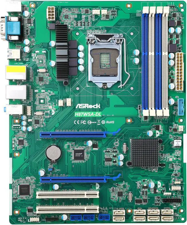 Alt view image 3 of 5 - AsRock Rack H87WSA-DL ATX Server Motherboard LGA 1150 Intel H87 DDR3 1600 / 1333