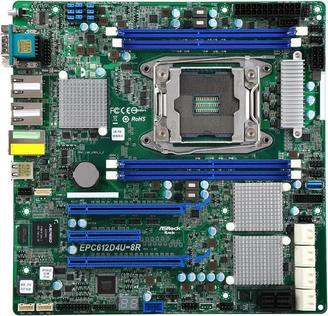 Alt view image 3 of 8 - ASRock Rack EPC612D4U-8R uATX Server Motherboard LGA 2011 R3 Intel C612