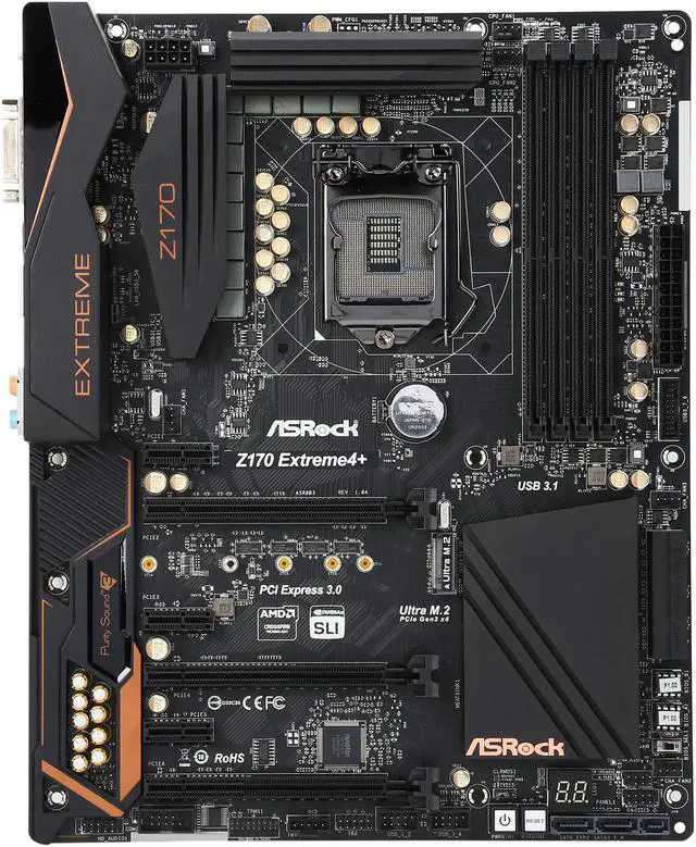 Alt view image 4 of 8 - ASRock Z170 Extreme4+ LGA 1151 Intel Z170 HDMI USB 3.1 USB 3.0 ATX Intel Motherboard