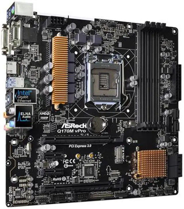 Alt view image 3 of 5 - ASRock Q170M vPro LGA 1151 Intel Q170 HDMI USB 3.0 ATX Intel Motherboard