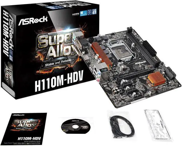 Alt view image 5 of 6 - ASRock H110M-HDV LGA 1151 Intel H110 HDMI USB 3.0 Micro ATX Intel Motherboard