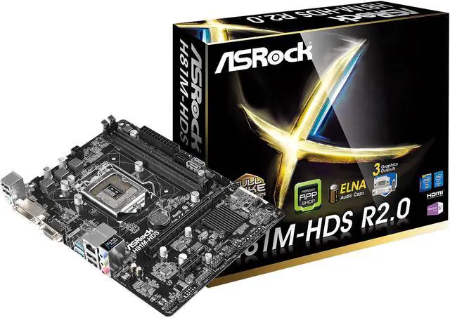 Alt view image 3 of 3 - ASRock H81M-HDS R2.0 LGA 1150 Intel H81 HDMI USB 3.0 Micro ATX Intel Motherboard