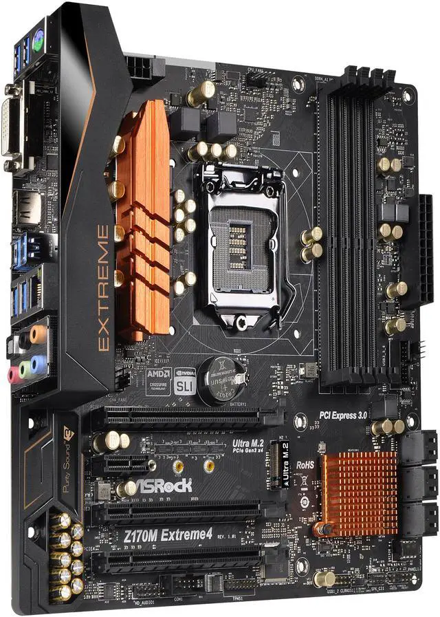 Alt view image 3 of 5 - ASRock Z170M Extreme4 LGA 1151 Intel Z170 HDMI USB 3.1 USB 3.0 Micro ATX Intel Motherboard