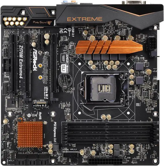 Alt view image 2 of 5 - ASRock Z170M Extreme4 LGA 1151 Intel Z170 HDMI USB 3.1 USB 3.0 Micro ATX Intel Motherboard