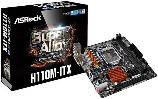 Alt view image 4 of 4 - ASRock H110M-ITX LGA 1151 Intel H110 HDMI USB 3.0 Mini ITX Intel Motherboard