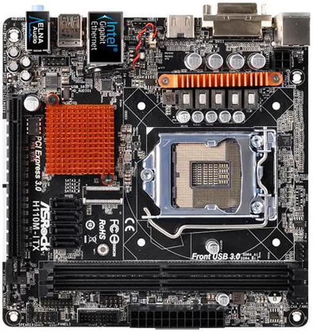 Alt view image 2 of 4 - ASRock H110M-ITX LGA 1151 Intel H110 HDMI USB 3.0 Mini ITX Intel Motherboard
