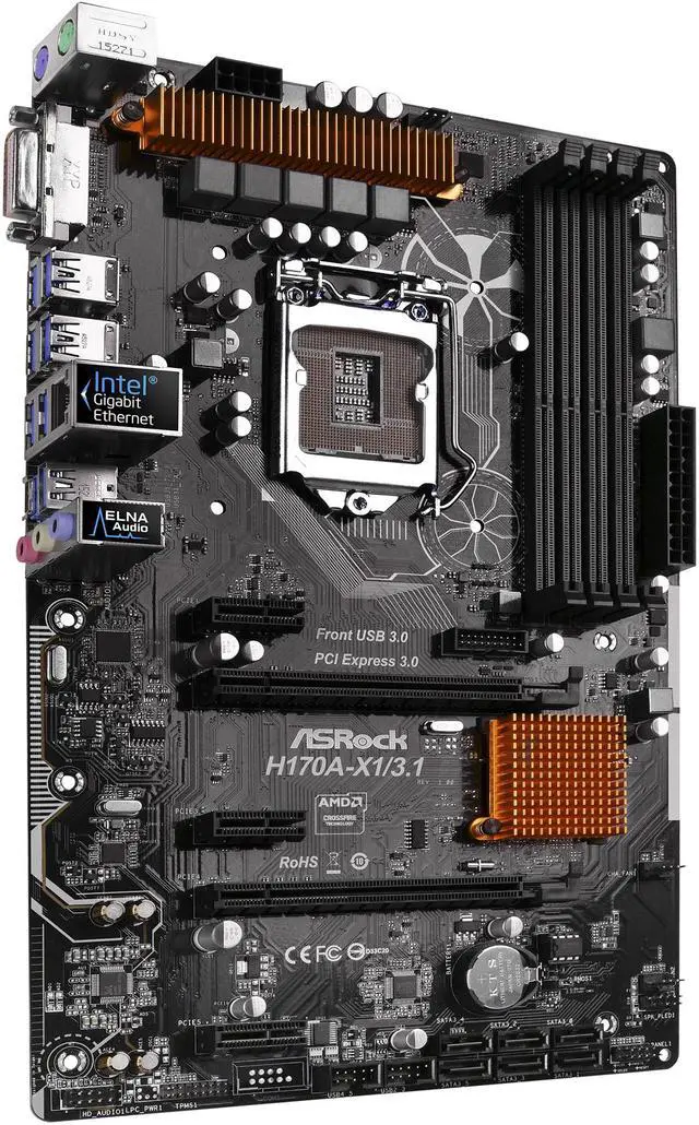Alt view image 2 of 5 - ASRock H170A-X1/3.1 LGA 1151 Intel H170 USB 3.1 USB 3.0 ATX Intel Motherboard