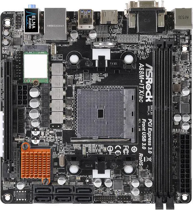Alt view image 2 of 5 - ASRock A88M-ITX/ac FM2+ / FM2 AMD A88X (Bolton D4) USB 3.0 HDMI Mini ITX AMD Motherboard