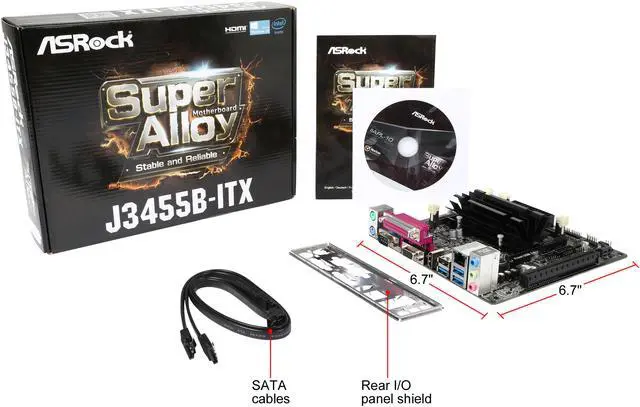 Alt view image 5 of 5 - ASRock J3455B-ITX Intel Quad-Core Processor J3455 (up to 2.3 GHz) Mini ITX Motherboard / CPU Combo