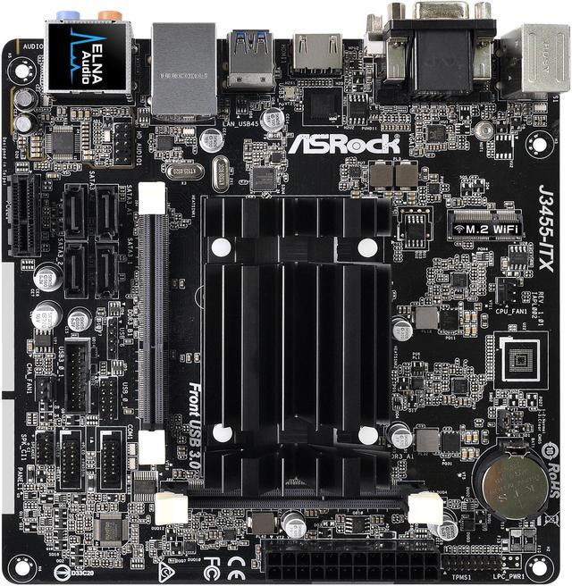 Alt view image 3 of 7 - ASRock J3455-ITX Intel Quad-Core Processor J3455 (up to 2.3GHz) Mini ITX Motherboard / CPU Combo