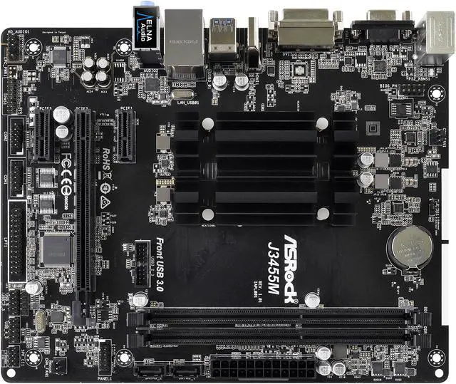 Alt view image 3 of 7 - ASRock J3455M Intel Quad-Core Celeron Processor J3455 (up to 2.3 GHz) Micro ATX Motherboard / CPU Combo