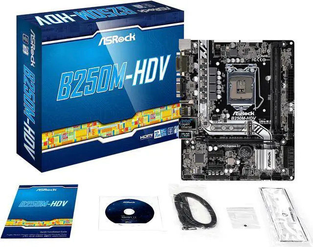 Alt view image 6 of 7 - ASRock B250M-HDV LGA 1151 Intel B250 Micro ATX Motherboards - Intel