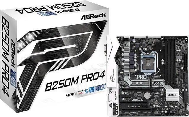 Alt view image 6 of 6 - ASRock B250M Pro4 LGA 1151 Intel B250 HDMI USB 3.1 Micro ATX Motherboards - Intel
