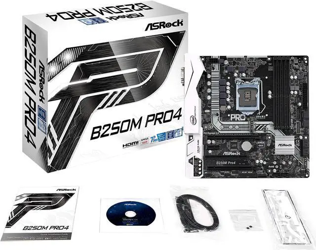 Alt view image 5 of 6 - ASRock B250M Pro4 LGA 1151 Intel B250 HDMI USB 3.1 Micro ATX Motherboards - Intel