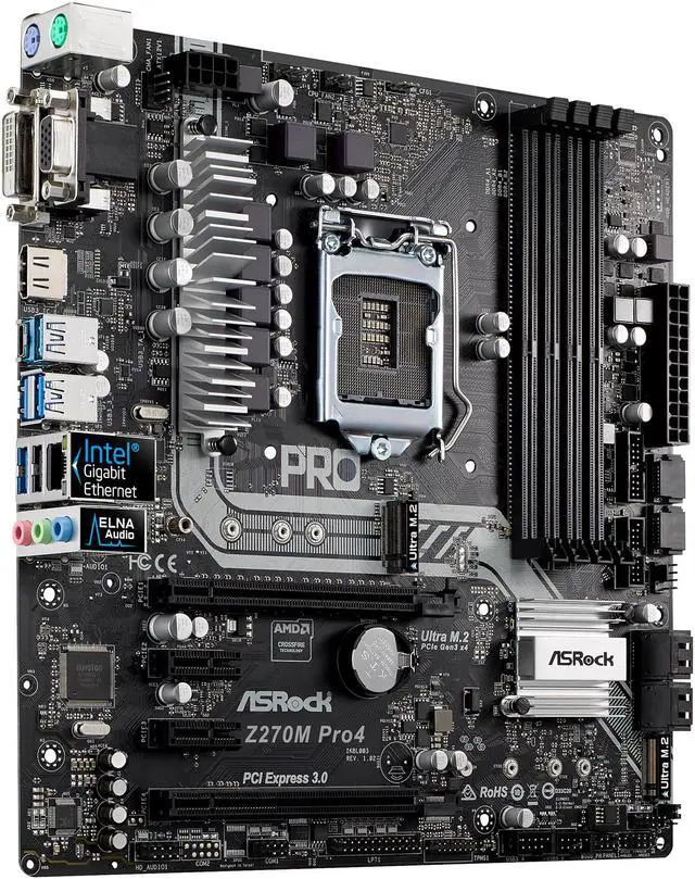 Alt view image 3 of 6 - ASRock Z270M Pro4 LGA 1151 Intel Z270 HDMI USB 3.1 Micro ATX Motherboards - Intel
