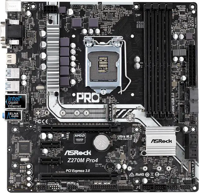 Alt view image 2 of 6 - ASRock Z270M Pro4 LGA 1151 Intel Z270 HDMI USB 3.1 Micro ATX Motherboards - Intel