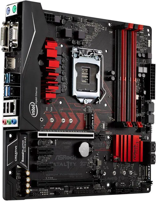 Alt view image 2 of 6 - ASRock Fatal1ty B250M Performance LGA 1151 Intel B250 HDMI USB 3.1 Micro ATX Motherboards - Intel