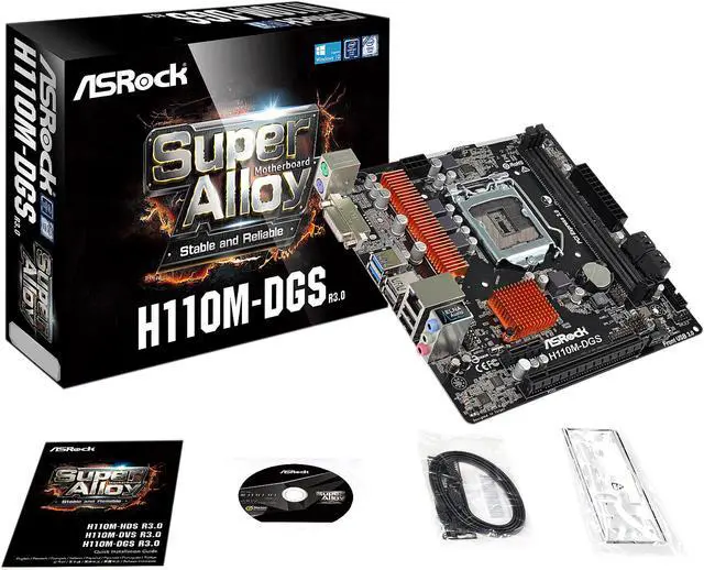 Alt view image 8 of 10 - ASRock H110M-DGS R3.0 LGA 1151 Intel H110 USB 3.0 Micro ATX Motherboards - Intel