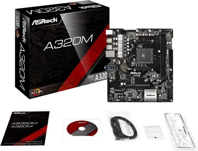 Alt view image 6 of 7 - ASRock A320M AM4 AMD Promontory A320 USB 3.0 Micro ATX AMD Motherboard