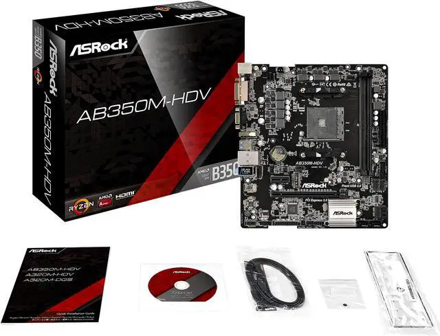 Alt view image 6 of 7 - ASRock AB350M-HDV AM4 AMD Promontory B350 USB 3.1 HDMI Micro ATX AMD Motherboard