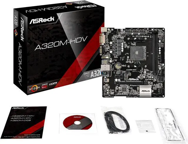 Alt view image 6 of 7 - ASRock A320M-HDV AM4 AMD Promontory A320 USB 3.1 HDMI Micro ATX AMD Motherboard