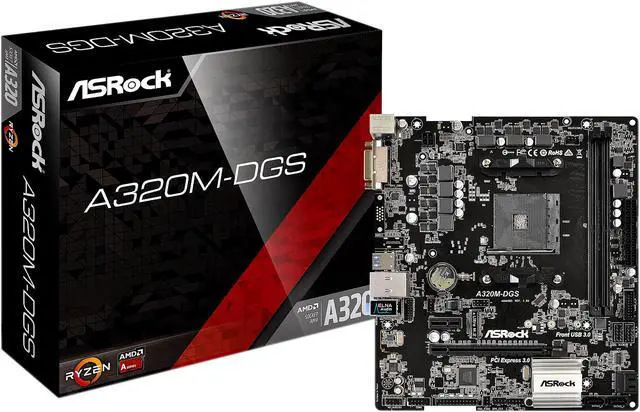 Alt view image 7 of 7 - ASRock A320M-DGS AM4 AMD Promontory A320 USB 3.1 Micro ATX Motherboards - AMD