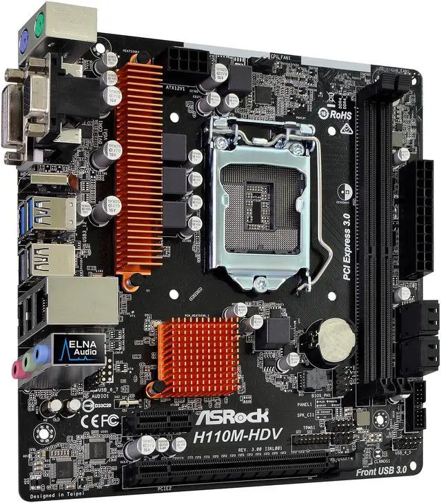 Alt view image 4 of 9 - ASRock H110M-HDV R3.0 LGA 1151 Intel H110 HDMI USB 3.0 Micro ATX Motherboards - Intel