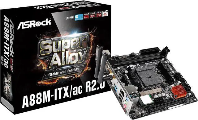 Alt view image 7 of 6 - ASRock A88M-ITX/ac R2.0 FM2+ / FM2 AMD A88X (Bolton D4) USB 3.0 HDMI Mini ITX Motherboards - AMD
