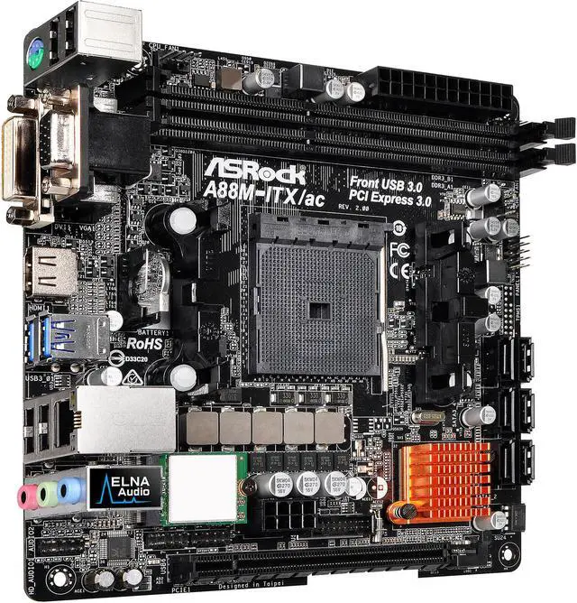 Alt view image 4 of 6 - ASRock A88M-ITX/ac R2.0 FM2+ / FM2 AMD A88X (Bolton D4) USB 3.0 HDMI Mini ITX Motherboards - AMD