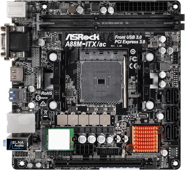 Alt view image 3 of 6 - ASRock A88M-ITX/ac R2.0 FM2+ / FM2 AMD A88X (Bolton D4) USB 3.0 HDMI Mini ITX Motherboards - AMD