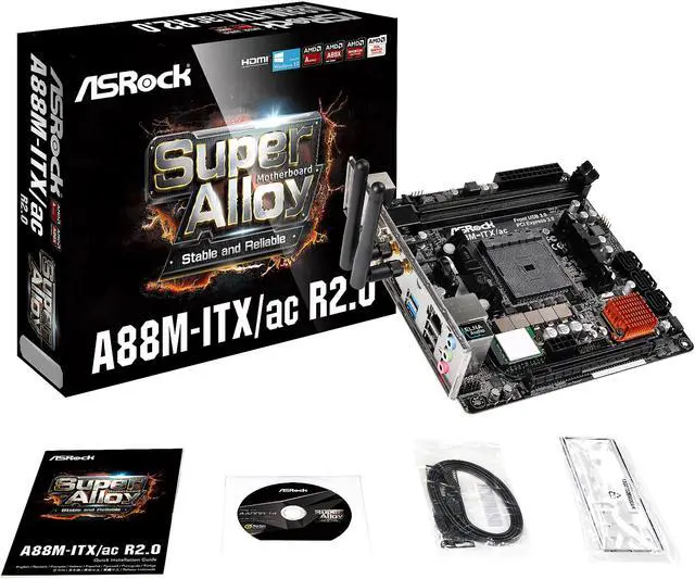 Alt view image 6 of 6 - ASRock A88M-ITX/ac R2.0 FM2+ / FM2 AMD A88X (Bolton D4) USB 3.0 HDMI Mini ITX Motherboards - AMD