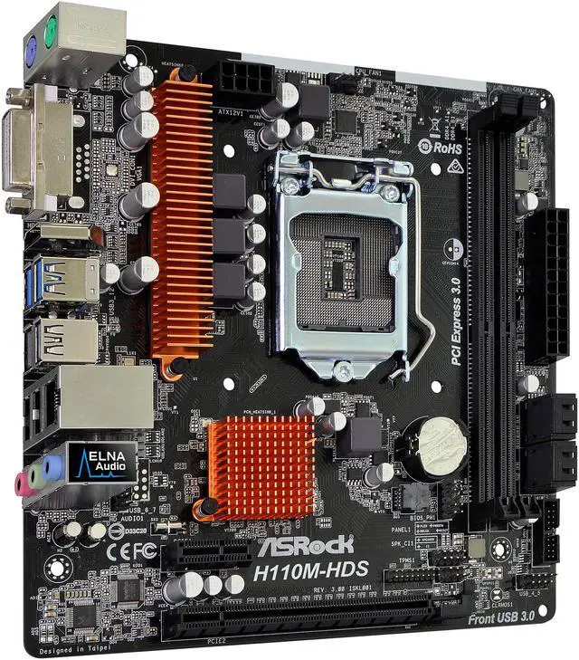 Alt view image 4 of 9 - ASRock H110M-HDS R3.0 LGA 1151 Intel H110 HDMI USB 3.0 Micro ATX Motherboards - Intel