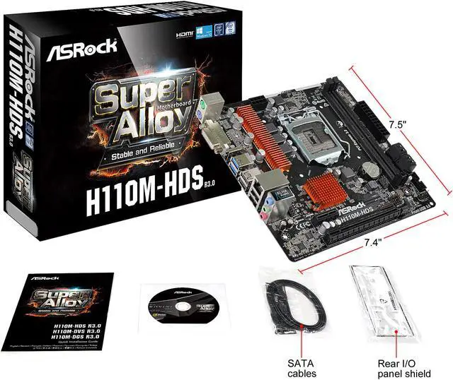 Alt view image 8 of 9 - ASRock H110M-HDS R3.0 LGA 1151 Intel H110 HDMI USB 3.0 Micro ATX Motherboards - Intel