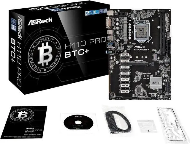 Alt view image 8 of 10 - ASRock H110 Pro BTC+ LGA 1151 Intel H110 SATA 6Gb/s ATX Intel for Cryptocurrency Mining (BTC) Motherboard