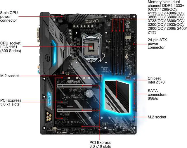 Alt view image 3 of 11 - ASRock Z370 Extreme4 LGA 1151 (300 Series) Intel Z370 HDMI USB 3.1 ATX Intel Motherboard