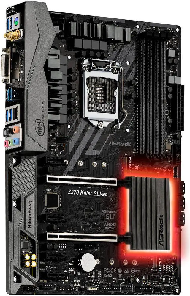 Alt view image 4 of 11 - ASRock Z370 Killer SLI/ac LGA 1151 (300 Series) Intel Z370 HDMI USB 3.1 ATX Intel Motherboard