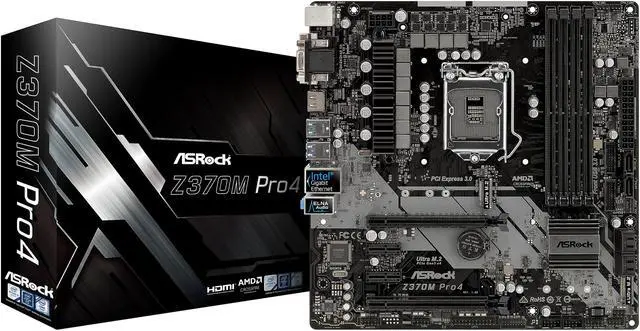 Alt view image 10 of 10 - ASRock Z370M Pro4 LGA 1151 (300 Series) Intel Z370 HDMI USB 3.1 Micro ATX Intel Motherboard