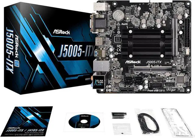 Alt view image 6 of 6 - ASRock J5005-ITX Intel Quad-Core Pentium Silver Processor J5005 (up to 2.8 GHz) Mini ITX Motherboard / CPU Combo