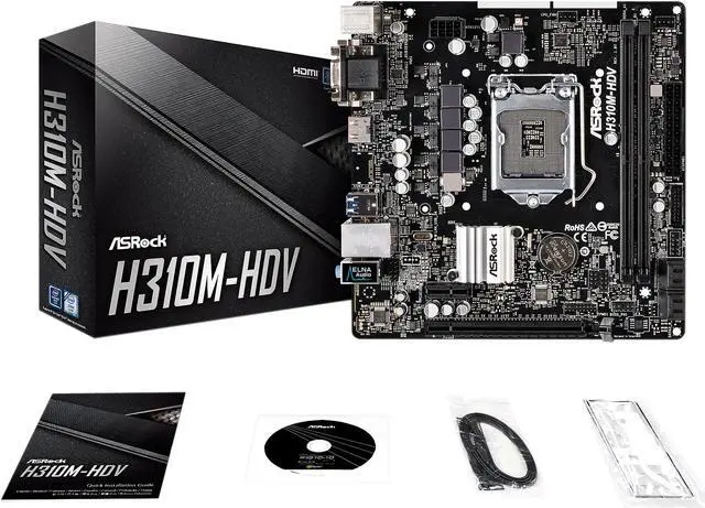 Alt view image 6 of 7 - ASRock H310M-HDV LGA 1151 (300 Series) Intel H310 HDMI USB 3.1 Micro ATX Intel Motherboard