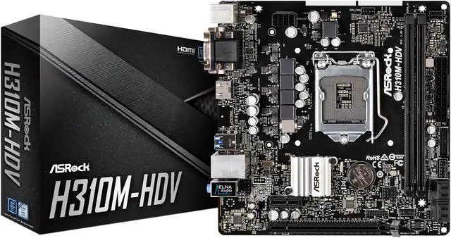Alt view image 7 of 7 - ASRock H310M-HDV LGA 1151 (300 Series) Intel H310 HDMI USB 3.1 Micro ATX Intel Motherboard