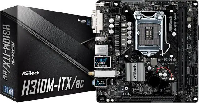 Alt view image 7 of 7 - ASRock H310M-ITX/ac LGA 1151 (300 Series) Intel H310 HDMI USB 3.1 Mini ITX Intel Motherboard
