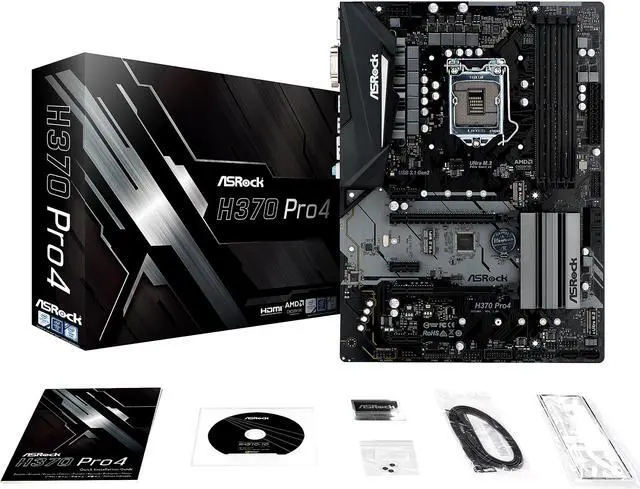 Alt view image 8 of 10 - ASRock H370 Pro4 LGA 1151 (300 Series) Intel H370 ATX Intel Motherboard