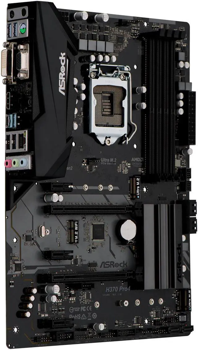 Alt view image 4 of 10 - ASRock H370 Pro4 LGA 1151 (300 Series) Intel H370 ATX Intel Motherboard