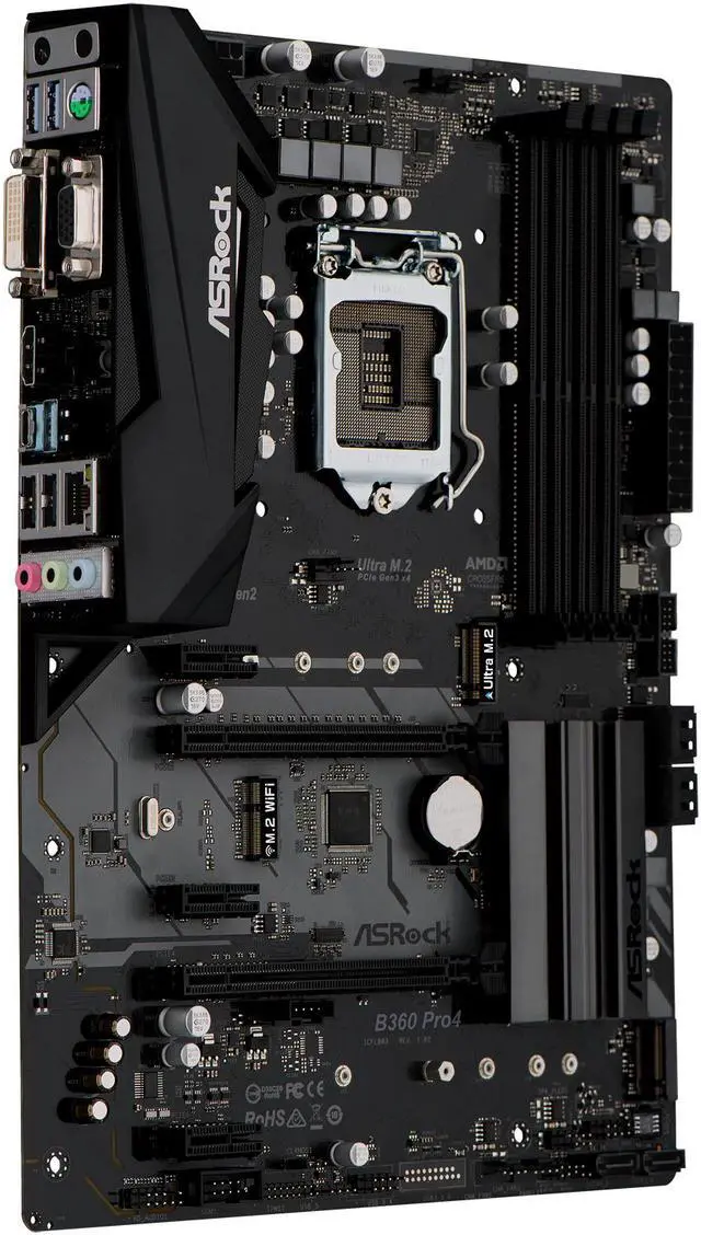 Alt view image 3 of 7 - ASRock B360 Pro4 LGA 1151 (300 Series) Intel B360 HDMI USB 3.1 ATX Intel Motherboard