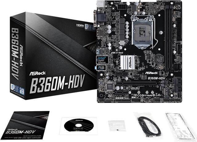Alt view image 6 of 7 - ASRock B360M-HDV LGA 1151 (300 Series) Intel B360 HDMI USB 3.1 Micro ATX Intel Motherboard