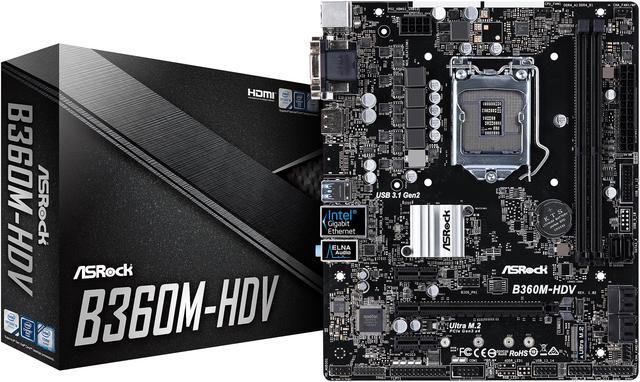 Alt view image 7 of 7 - ASRock B360M-HDV LGA 1151 (300 Series) Intel B360 HDMI USB 3.1 Micro ATX Intel Motherboard